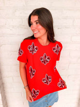 Load image into Gallery viewer, Jordan Amanda Red Fleur De Lis Top