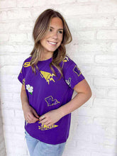 Load image into Gallery viewer, Queen Of Sparkles LSU Mini Icon Purple Tee