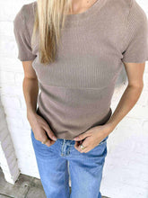 Load image into Gallery viewer, Moving Away Mocha Knit Tee