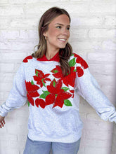 Load image into Gallery viewer, Queen Of Sparkles Grey And Red Collar Poinsettia Sweatshirt
