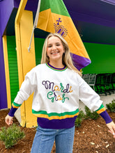 Load image into Gallery viewer, Fat Tuesday Mardi Gras White Top