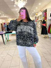 Load image into Gallery viewer, Queen Of Sparkles Black &amp; White Spider Web Spooky Sweatshirt