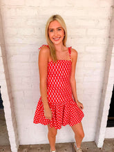 Load image into Gallery viewer, Temporary Stop Red Polka Dot Dress