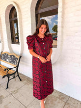 Load image into Gallery viewer, Take A Moment Burgundy Jacquard Midi Dress