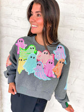 Load image into Gallery viewer, Queen Of Sparkles Charcoal Multi Gingham Ghost Patch Sweatshirt
