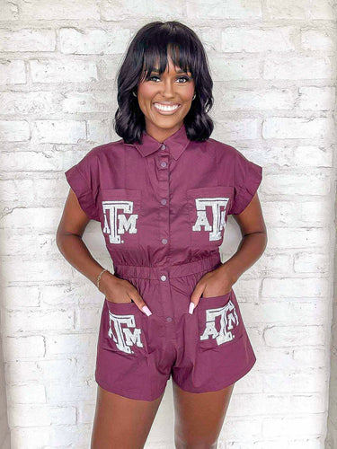 Queen Of Sparkles Texas A&M Romper