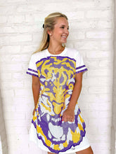 Load image into Gallery viewer, Queen Of Sparkles Licensed LSU Oversized Mascot Tee Dress