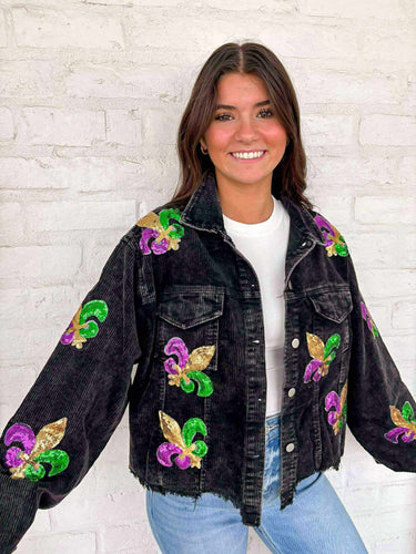 Mardi Gras Mambo Black Corduroy Jacket