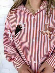 Queen Of Sparkles Texas Mini Icon Striped Button Down