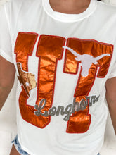 Load image into Gallery viewer, Queen Of Sparkles University of  Texas Metallic Icon Tee
