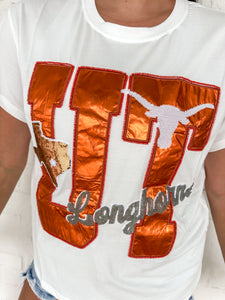 Queen Of Sparkles University of  Texas Metallic Icon Tee