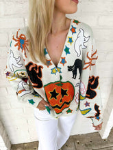 Load image into Gallery viewer, Queen Of Sparkles Ivory Halloween Icon Button Up Cardigan