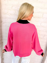 Load image into Gallery viewer, Queen Of Sparkles Pink &amp; Black Collar Santa in Leopard Suit Cardigan