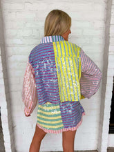 Load image into Gallery viewer, Queen Of Sparkles Multi Sequin Stripe Button Up Top