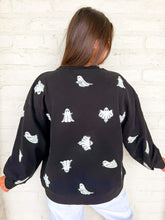 Load image into Gallery viewer, Queen Of Sparkles Black &amp; White Ghost QOS Card Sweatshirt