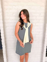 Load image into Gallery viewer, The Great Divide Cream &amp; Navy Stripe Dress