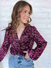 Load image into Gallery viewer, Hoping You Stay Magenta Sequin Top