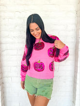 Load image into Gallery viewer, Queen Of Sparkles Pink O&#39;Latern Sweatshirt