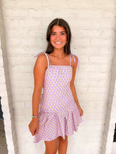 Load image into Gallery viewer, Temporary Stop Purple Polka Dot Dress