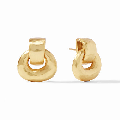 julie vos Avalon doorknocker earring gold, Gold hoop earrings, gold drop earring 