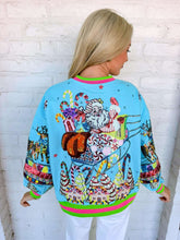 Load image into Gallery viewer, Queen Of Sparkles Aqua Vintage Santa Gingerbread House Sweatshirt