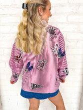 Load image into Gallery viewer, Queen Of Sparkles Texas A&amp;M Mini Icon Striped Button Down
