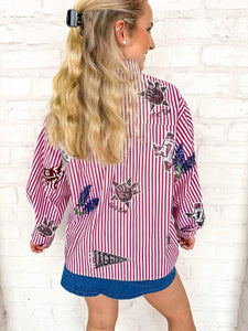 Queen Of Sparkles Texas A&M Mini Icon Striped Button Down