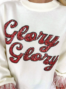 Queen Of Sparkles UGA Feather Sleeve Sweater