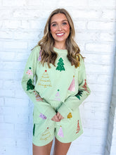 Load image into Gallery viewer, Queen Of Mint Green Christmas Tree Embroidered Shorts