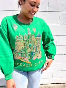 Queen of Sparkles x Wicked Emerald City sequin sweatshirt green gold