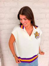 Load image into Gallery viewer, Jordan Amanda Tiger Collar White Top