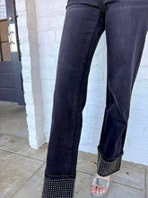 Load image into Gallery viewer, Rise Above Black Denim Rhinestone Cuff Jeans