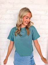 Load image into Gallery viewer, Fill My Cup Cropped Heather Ash Jade Tee