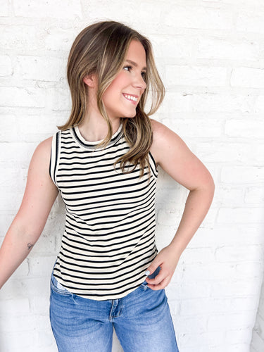 Lazy Days Black Striped Tank Top
