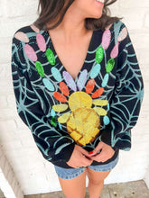 Load image into Gallery viewer, Queen Of Sparkles Black Multi Spider On Web Cardigan