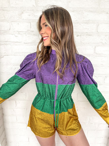 Queen Of Sparkles Purple, Green, & Gold Full Rhinestone Romoer