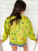 Load image into Gallery viewer, Queen Of Sparkles Lime Green Multi Skeleton Sweatshirt