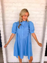 Load image into Gallery viewer, Deal With It Blue Puff Sleeve Dress