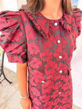 Load image into Gallery viewer, Take A Moment Burgundy Jacquard Midi Dress