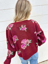 Load image into Gallery viewer, Sweet Reflections Wine Floral Sweater