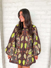 Load image into Gallery viewer, Queen Of Sparkles Brown Plaid Turkey &amp; Leaves Button Up Long Sleeve Dress