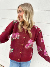 Load image into Gallery viewer, Sweet Reflections Wine Floral Sweater