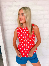 Load image into Gallery viewer, Cherry On Top Red Polka Dot Top