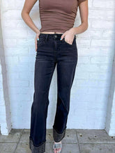 Load image into Gallery viewer, Rise Above Black Denim Rhinestone Cuff Jeans