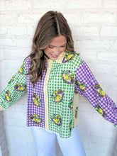 Load image into Gallery viewer, Queen Of Sparkles Gingham King Came Button Up