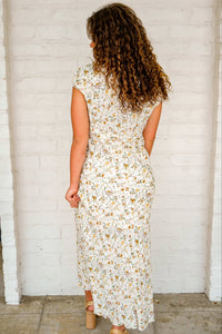 Fall Leaves Floral Cream Dress