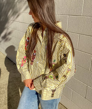 Load image into Gallery viewer, Queen Of Sparkles Gold Metallic Stripe Cocktail Nutcracker Button Up