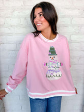Load image into Gallery viewer, Jordan Amanda Sparkly Pink Iridescent Snowman Sweatshirt
