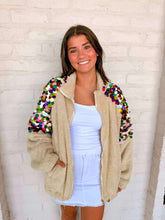Load image into Gallery viewer, Queen Of Sparkles Ivory Multi Paulette Zip Up Fleece