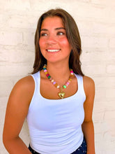 Load image into Gallery viewer, Multi Beaded Heart Charm Toggle Necklace